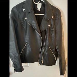 H&M womens black leather jacket